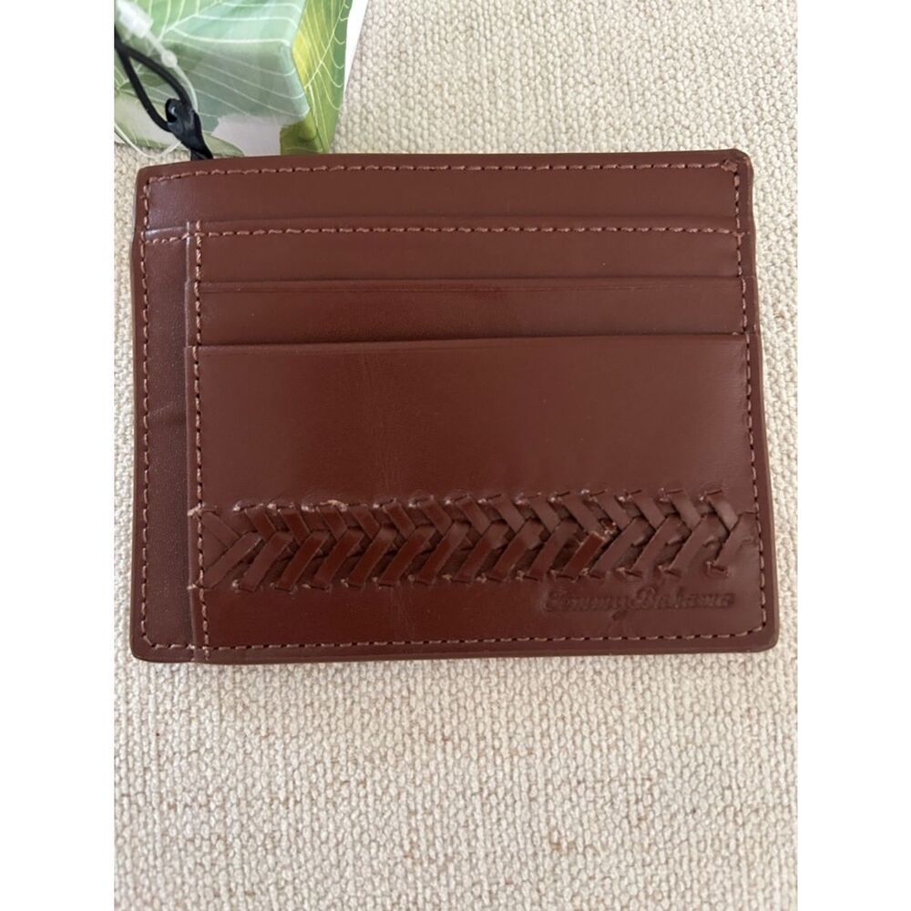 Tommy Bahama leather credit card holder lace details with gift box, Brown, NWT
